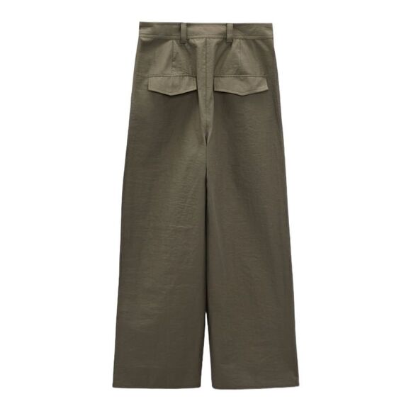 ZARA | Mid Khaki | POPLIN CULOTTES - Picture 3 of 8
